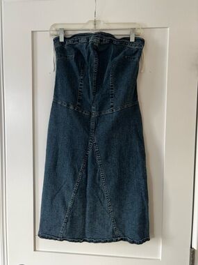 Vintage Y2K Hot Kiss Strapless Denim Dress Size Small Bodycon